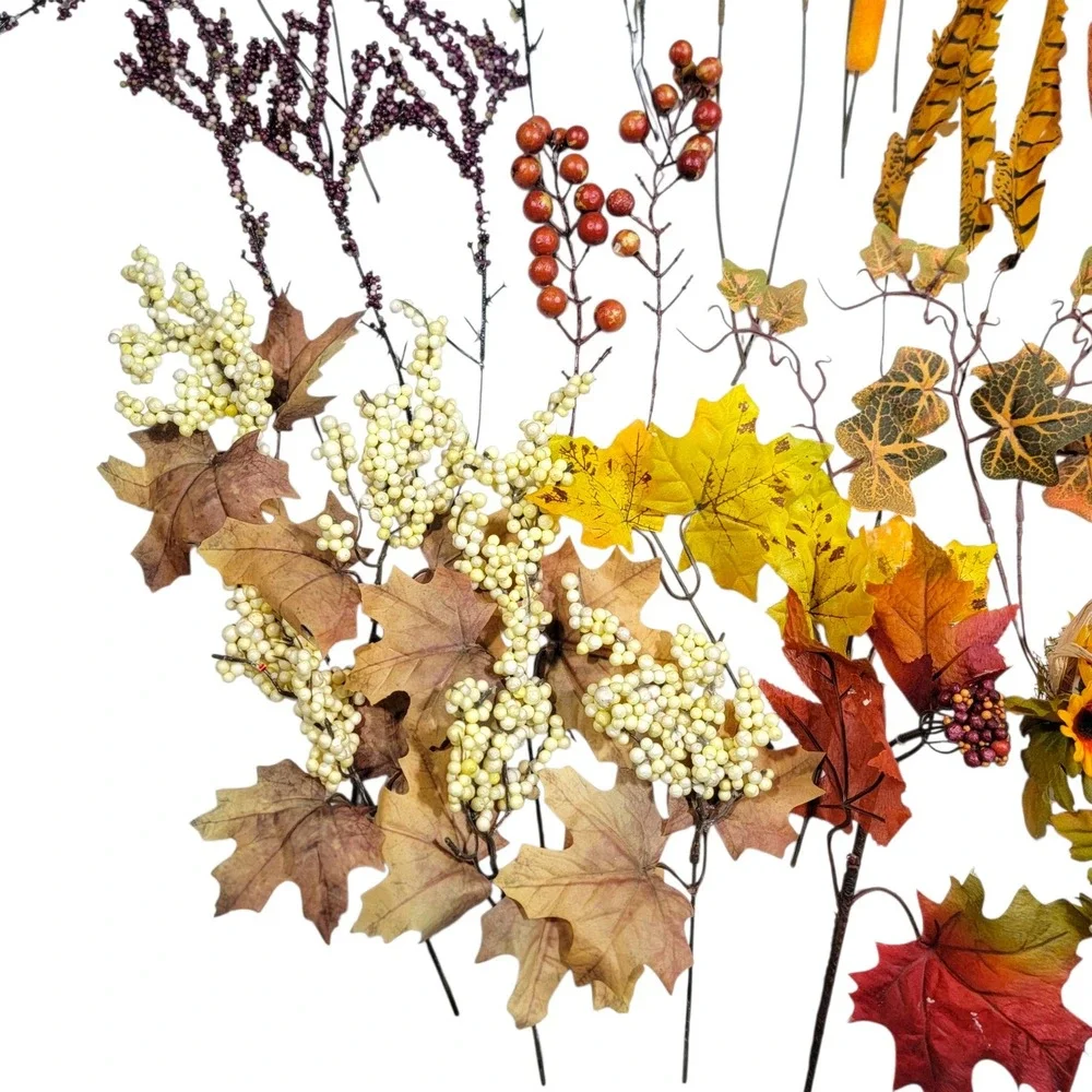 Fall Artificial Foliage Spray Stem Pick Lot 160+ Pc Leaves Autumn Harvest Crafts